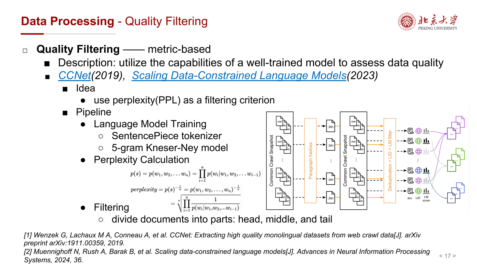 Metric-based filtering / PPL